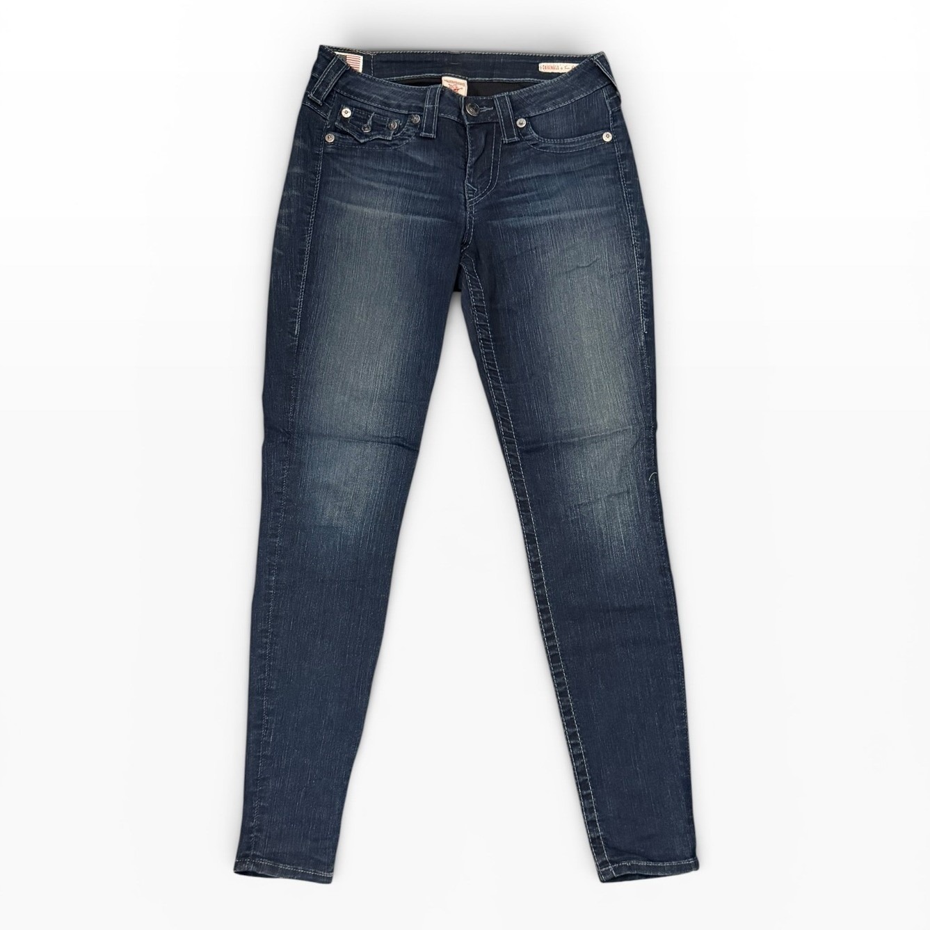 True Religion Serena Skinny Ankle Low Rise Jeans Dark Wash Usa Size 29 Stretch